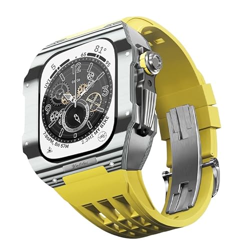 JQQJZLC Für 9 8 7 6 Se 5 4 Serie 44mm 45mm Uhrenband Mod Kit Frauen Frauen Kohlenstofffaser Uhren Hülle Gummi -Uhrengurt Ersatzzubehör von JQQJZLC