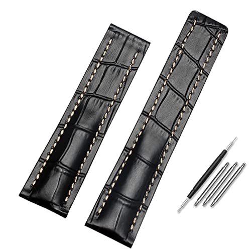 JQQJZLC Für das Uhrenband 22 mm 24 mm echter Ledergurt Herren Watch Cow Lederarmband mit Einsatz von JQQJZLC