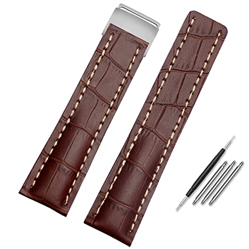 JQQJZLC Für das Uhrenband 22 mm 24 mm echter Ledergurt Herren Watch Cow Lederarmband mit Einsatz von JQQJZLC