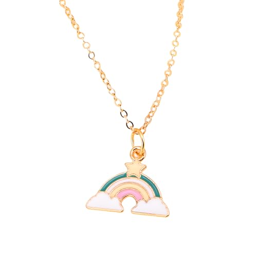 JQQJZLC Hübsche Emaille Regenbogen Halskette für Frauen, süßer Cartoon Regenbogenkragen - Stolz Perle Regenbogen Herzkette, Regenbogenbrücken Halskette für Geburtstag Valentines Geschenke von JQQJZLC