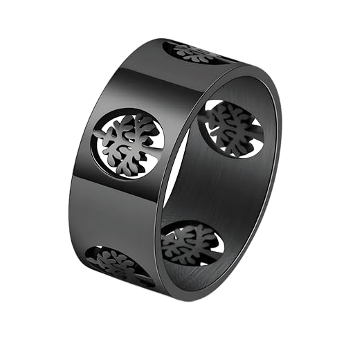 JQQJZLC Mädchen produziert Männer Titanium Stahlbaum des Lebens Ring Männer Hohllosen lässigen Gelegenheitsringen Schmuck-T40 Geschenke von JQQJZLC