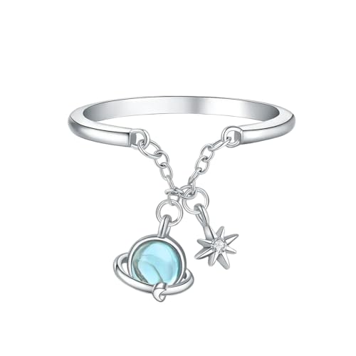 JQQJZLC Mädchenprodukte Real 925 Sterling Silber Hanging Planet Offene Ringe für Frauen Silber Party Verstellbarer Ringschmuck Geschenke-N20 Geschenke von JQQJZLC