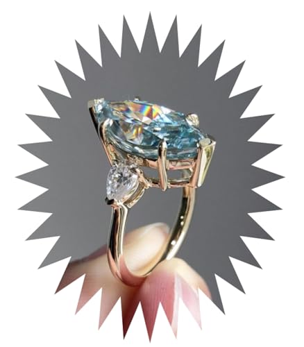 JQQJZLC Mädchenprodukte Ringe Ring Schmuck Frauen Verheißung Hochzeit beliebte blaugrüne Zirkon Ring Birnenform modische Vorschlag und Verlobungsdiamantringgeschenke von JQQJZLC