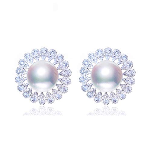 JQQJZLC Perlenohrringe 925 Zirkon Perlenschmuck für Frauen natürlicher Süßwasserperl Big Ohrringe Schmuck von JQQJZLC