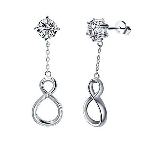 JQQJZLC Pure 925 Ohrringe Frauen fallen langen Infinity Modetrendy weiblicher Partyschmuck von JQQJZLC