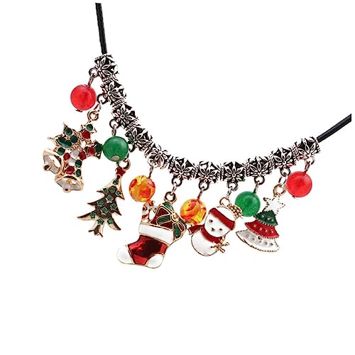 JQQJZLC Schmuck Weihnachtsfeier Halskette Buntes Achat -Perlen Schlüsselbeinkette Festliches Drehmoment DIY Hanging Anhänger für Schmuck für Mädchen von JQQJZLC