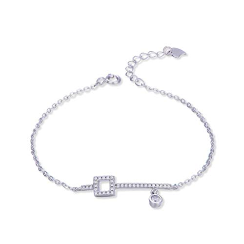 JQQJZLC Sterling Silber Armbänder im Stil Zirkon Quadrat Key Armband Frauenpaar Schmuckplatz, Silber von JQQJZLC