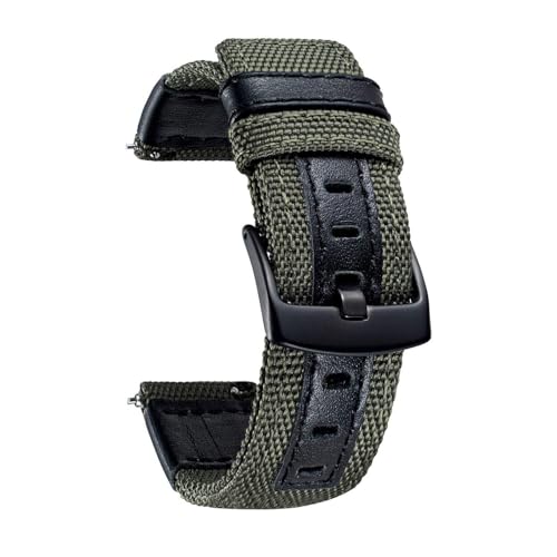 JQQJZLC Watch Bands klassischer Leinwandstoff mit echter Lederhybrid -Uhren Ersatz Armband mit schwarzen Schnalle 18/20/22 mm JQQJZLC Watch Bands klassischer Leinwandstoff mit echter Lederhybrid -Uhren Ersatz Armband mit schwarzen Schnalle 18/20/22 mm von JQQJZLC