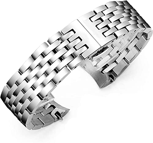 JQQJZLC Watch-Gurt-Austausch gebogener Schnittstellenzubehör Accessoires Watch Band Armband Austausch Edelstahlarmband Silber A-21mm (Farbe: B, Größe: 20 mm) von JQQJZLC