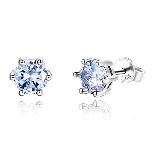 JQQJZLC Weibliche Gestüt Ohrringe 925 Fein Schmuck Runde AAAAA Zirkon Hochzeit einbezogenes Partygeschenk von JQQJZLC