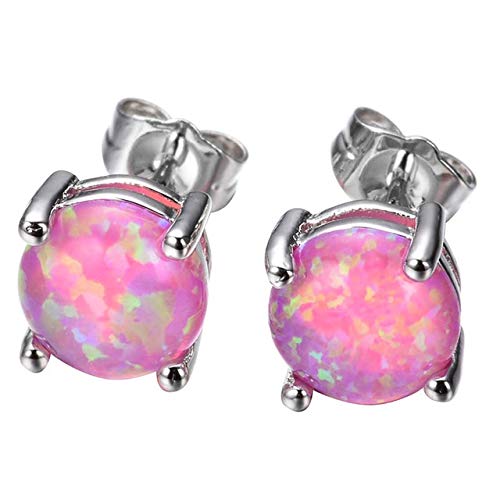 JQQJZLC Zelligkeit 8 Farben Optional Opal 925 Schmuck Edelsteine Ohrringe für Frauen Mode einfache Ohrstifte Rose Farbgeschenk von JQQJZLC