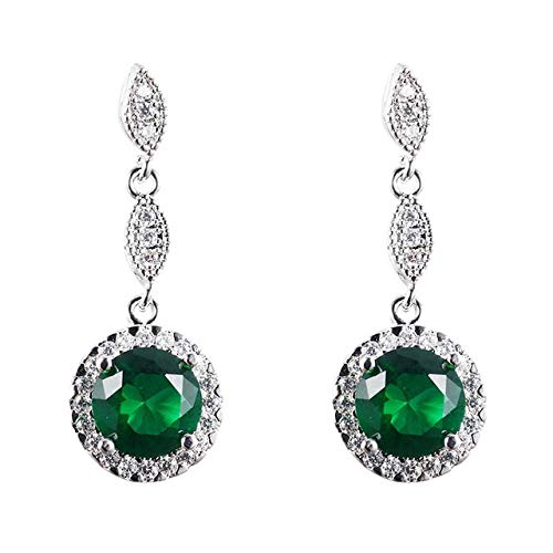 JQQJZLC Zelligkeit Wasser Drop geformt 925 Schmuck Runde Edelsteine Ohrringe für Frauen Langstil Opal Ohrtropfen Rosenfarbe Geschenk von JQQJZLC