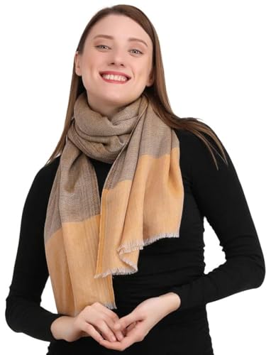 JR Shawls Cashmere Silk Shawls for Women | Winter Cashmere Pashmina Scarfs and Wraps | Cozy Winter Shawls | Warm and Comfortable Scarfs for Women (Mustard Black) von JR Shawls