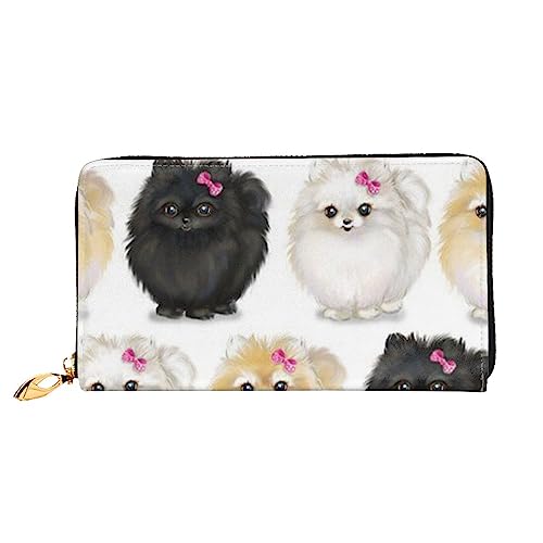 Damen-Geldbörse aus Leder mit Zwergspitzenmuster, großes Fassungsvermögen, Kartenhalter, Damengeldbörse mit mehreren Kartenfächern, lange Damengeldbörse mit Reißverschlussfach, 19 x 10,5 cm, weiches von JRBWTDBW