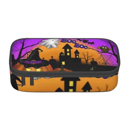 Federmäppchen mit großem Fassungsvermögen, Halloween, Eule, Geist, Kürbis, großes Fassungsvermögen, Federmäppchen für Studenten, Schreibwaren-Tasche, Schreibtisch-Organizer mit glattem Reißverschluss, von JRBWTDBW