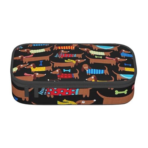 Federmäppchen mit großem Fassungsvermögen, "I Love My Dog Dachshunds", großes Fassungsvermögen, Federmäppchen für Studenten, Schreibwaren-Tasche, Schreibtisch-Organizer mit glattem Reißverschluss, von JRBWTDBW