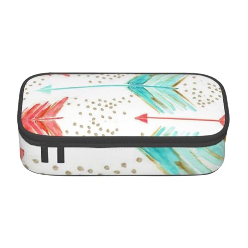 Federmäppchen mit großem Fassungsvermögen, Koralle und blaugrüne Pfeile, großes Fassungsvermögen, Federmäppchen für Studenten, Schreibwaren-Tasche, Schreibtisch-Organizer mit glattem Reißverschluss, von JRBWTDBW