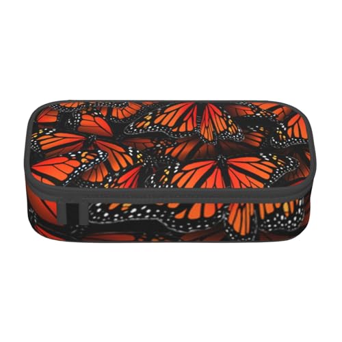 Federmäppchen mit großem Fassungsvermögen, Motiv: Monarch-Schmetterlinge, großes Fassungsvermögen, Federmäppchen für Studenten, Schreibwaren-Tasche, Schreibtisch-Organizer mit glattem Reißverschluss, von JRBWTDBW