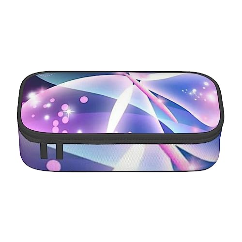 Federmäppchen mit großem Fassungsvermögen, blau, lila, Schmetterling, großes Fassungsvermögen, Federmäppchen für Studenten, Schreibwaren-Tasche, Schreibtisch-Organizer mit glattem Reißverschluss, von JRBWTDBW