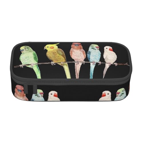 Federmäppchen mit großem Fassungsvermögen, bunte Papageien auf Baum, großes Fassungsvermögen, Federmäppchen für Studenten, Schreibwaren-Tasche, Schreibtisch-Organizer mit glattem Reißverschluss, von JRBWTDBW