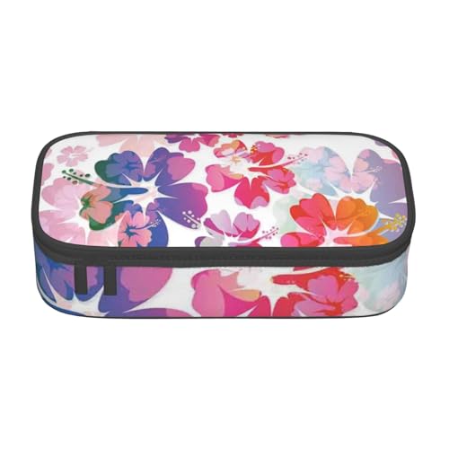 Federmäppchen mit großem Fassungsvermögen, hawaiianischer Blumendruck, großes Fassungsvermögen, Federmäppchen für Studenten, Schreibwaren-Tasche, Schreibtisch-Organizer mit glattem Reißverschluss, von JRBWTDBW
