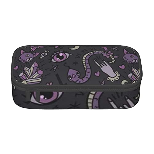 Federmäppchen mit großem Fassungsvermögen, lila/schwarz, Gothic, gruselig, großes Fassungsvermögen, Schreibwaren-Tasche, Stiftebox, Schreibtisch-Organizer mit glattem Reißverschluss, tragbares Federmäppchen mit großem Fassungsvermögen, lila/schwarz, Gothic, gruselig, großes Fassungsvermögen, Schreibwaren-Tasche, Stiftebox, Schreibtisch-Organizer mit glattem Reißverschluss, tragbares von JRBWTDBW