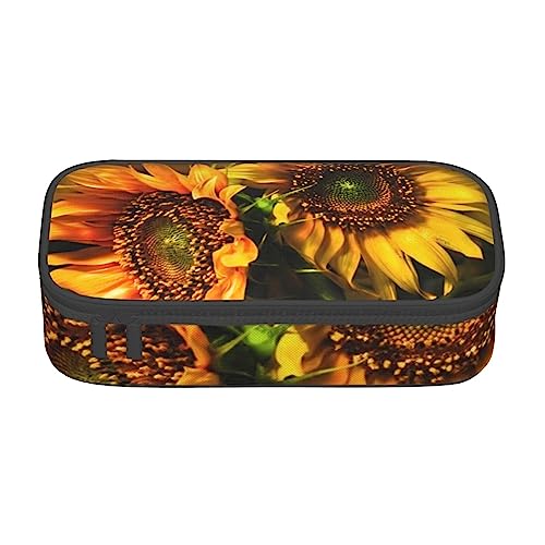 Federmäppchen mit großem Fassungsvermögen, orangefarbene Sonnenblumentapete, großes Fassungsvermögen, Federmäppchen für Studenten, Schreibwaren-Tasche, Schreibtisch-Organizer mit glattem von JRBWTDBW