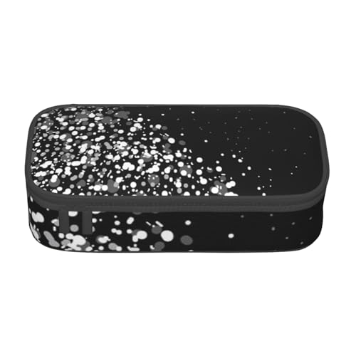 Federmäppchen mit großem Fassungsvermögen, schwarz-weiß, Glitzer, großes Fassungsvermögen, Federmäppchen für Studenten, Schreibwaren-Tasche, Schreibtisch-Organizer mit glattem Reißverschluss, von JRBWTDBW