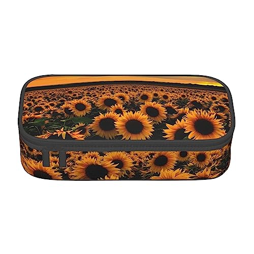 Federmäppchen mit großer Kapazität, Motiv: Sonnenblume und Sonnenuntergang, großes Fassungsvermögen, Federmäppchen für Studenten, Schreibwaren-Tasche, Schreibtisch-Organizer mit glattem von JRBWTDBW