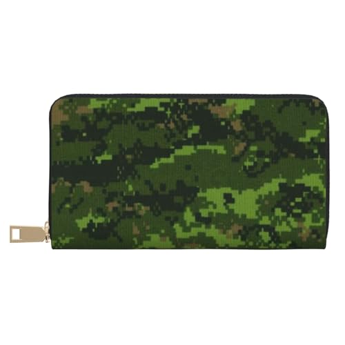 Green Army Digital Camouflage Lange Kunstleder Clutch Chic Stilvolle Damengeldbörse für moderne Frauen Große Kapazität Kartenhalter und Organizer-Taschen Strapazierfähige Geldbörse Handtasche für den von JRBWTDBW