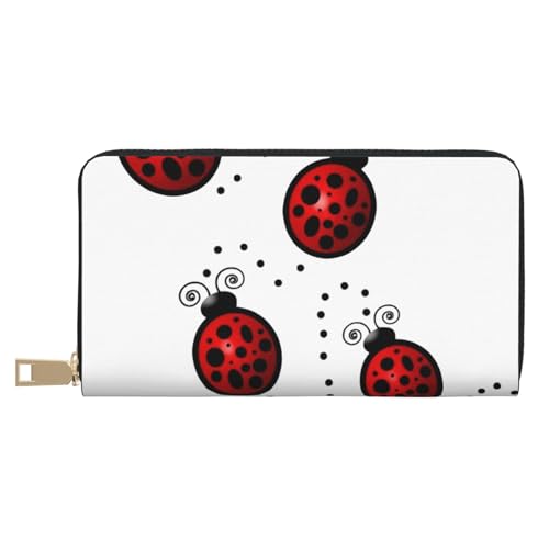 JRBWTDBW Art Ladybug Tracks Lange Kunstleder-Clutch, schick, stilvolle Damengeldbörsen für moderne Frauen, großes Fassungsvermögen, Kartenhalter und Organizer-Taschen, strapazierfähige Geldbörse, von JRBWTDBW