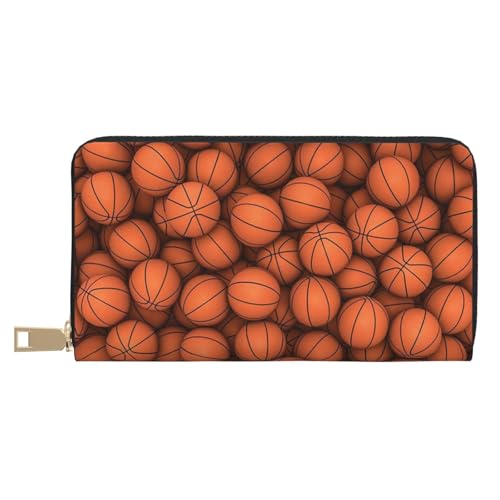 JRBWTDBW Basketball Orange Lange Kunstleder Clutch Chic Stilvolle Damen Geldbörsen für moderne Frauen Große Kapazität Kartenhalter und Organizer-Taschen Langlebige Geldbörse Handtasche für den Alltag von JRBWTDBW