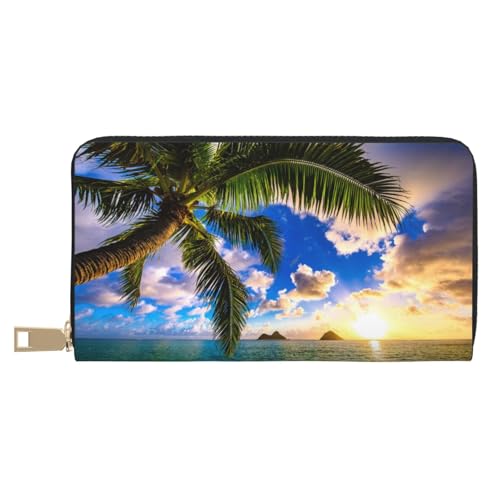 JRBWTDBW Beautiful Sunrise Ocean Long Faux Leather Clutch Chic Stylish Women's Wallets for Modern Women Large Capacity Card Holder and Organizer Pockets Durable Purse Handbag for Everyday Travel, von JRBWTDBW