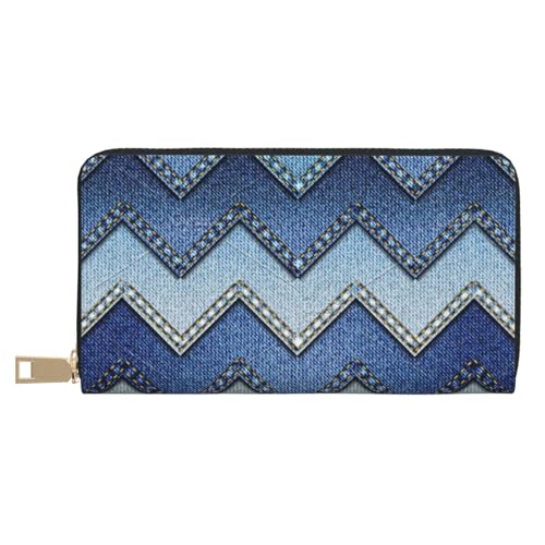 JRBWTDBW Blaue Denim-lange Clutch aus Kunstleder, schick, stilvolle Damengeldbörsen für moderne Frauen, großes Fassungsvermögen, Kartenhalter und Organizer-Taschen, strapazierfähige Geldbörse, von JRBWTDBW