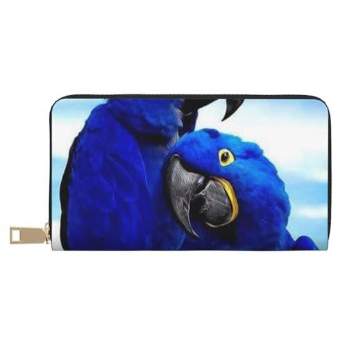JRBWTDBW Blue Parrot Umarmung Lange Kunstleder Clutch Chic Stilvolle Damen Geldbörsen für moderne Frauen Große Kapazität Kartenhalter und Organizer-Taschen Langlebige Geldbörse Handtasche für den von JRBWTDBW