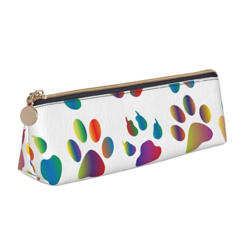 JRBWTDBW Buntes Federmäppchen aus Leder mit Hundepfoten, schlankes Design, Stifttasche mit metallischem Reißverschluss, Größe für Studenten, Büro, Uni, Mittelschule, weiß, Einheitsgröße, von JRBWTDBW