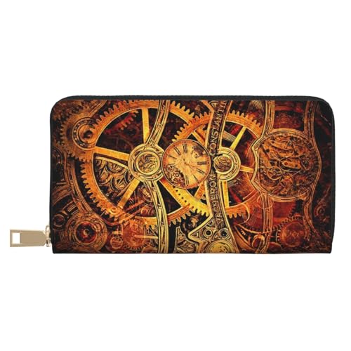 JRBWTDBW Coole Steampunk-Ausrüstung, lange Kunstleder-Clutch, schick, stilvolle Damengeldbörsen für moderne Frauen, großes Fassungsvermögen, Kartenhalter und Organizer-Taschen, strapazierfähige von JRBWTDBW