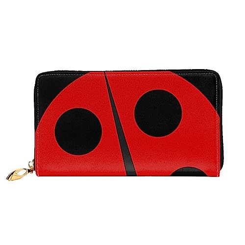 JRBWTDBW Damen-Geldbörse aus Leder, mit Marienkäfer-Motiv, großes Fassungsvermögen, Kartenhalter, Damengeldbörse mit mehreren Kartenfächern, lange Damengeldbörse mit Reißverschlussfach, 19 x 10,5 cm, von JRBWTDBW