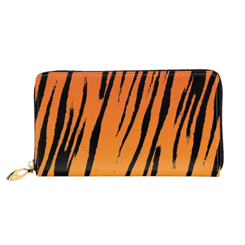 JRBWTDBW Damen-Geldbörse aus Leder, mit Tigerstreifen, großes Fassungsvermögen, Kartenhalter, Damengeldbörse mit mehreren Kartenfächern, lange Damengeldbörse mit Reißverschlussfach, 19 x 10,5 cm, von JRBWTDBW