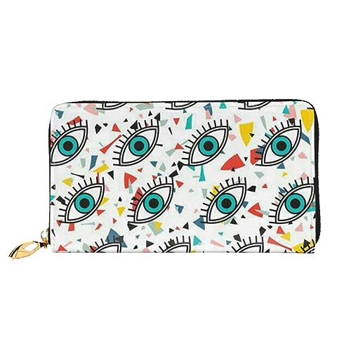 JRBWTDBW Damen-Geldbörse mit bösen Blicken, großes Fassungsvermögen, Kartenhalter, Damengeldbörse mit mehreren Kartenfächern, lange Damengeldbörse mit Reißverschlussfach, 19 x 10,5 cm, weiches Leder, von JRBWTDBW