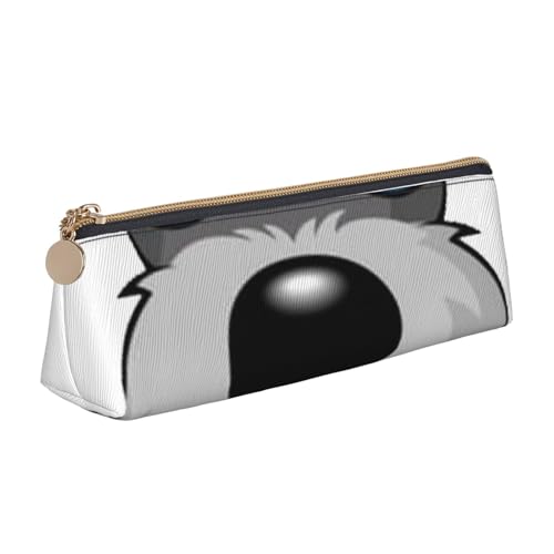 JRBWTDBW Entzückendes Schnauzer-Federmäppchen aus Leder, schlankes Design, Stifttasche mit metallischem Reißverschluss, Größe für Studenten, Büro, Uni, Mittelschule, weiß, Einheitsgröße, von JRBWTDBW