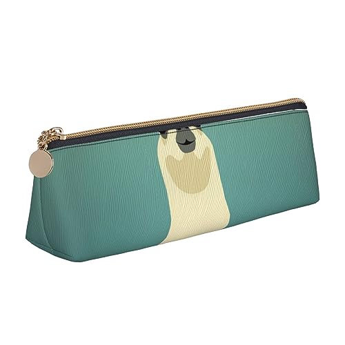 JRBWTDBW Federmäppchen aus Leder, Motiv: Lama in einem Schal, schlankes Design, Stifttasche mit metallischem Reißverschluss, Größe für Studenten, Büro, Uni, Mittelschule, weiß, Einheitsgröße, von JRBWTDBW