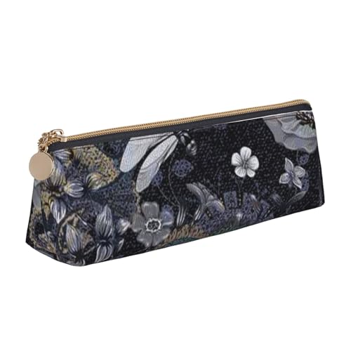 JRBWTDBW Federmäppchen aus Leder, Motiv: Libellen, schlankes Design, Stifttasche mit metallischem Reißverschluss, für Studenten, Büro, Uni, Mittelschule, Stifteetui, weiß, Einheitsgröße, von JRBWTDBW