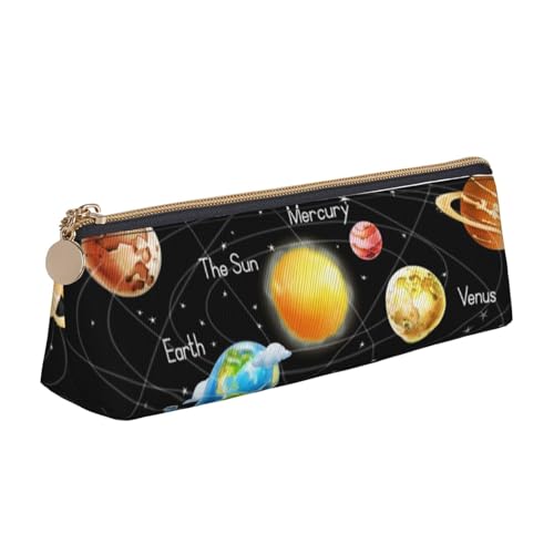 JRBWTDBW Federmäppchen aus Leder, Motiv: Planeten, Sterne und Milchstraße, schlankes Design, Stifttasche mit metallischem Reißverschluss, für Studenten, Büro, Universität, Mittelschule, weiß, von JRBWTDBW