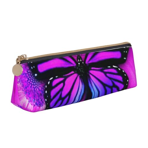 JRBWTDBW Federmäppchen aus Leder, Motiv: Schmetterlinge und Blumen, schlankes Design, Stifttasche mit metallischem Reißverschluss, für Studenten, Büro, Universität, Mittelschule, Stifteetui, weiß, von JRBWTDBW