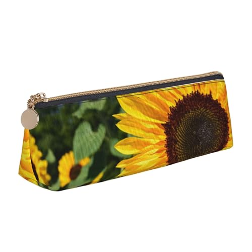 JRBWTDBW Federmäppchen aus Leder, Motiv: Sonnenblumenfarm, schlankes Design, Stifttasche mit metallischem Reißverschluss, Größe für Studenten, Büro, Uni, Mittelschule, weiß, Einheitsgröße, von JRBWTDBW