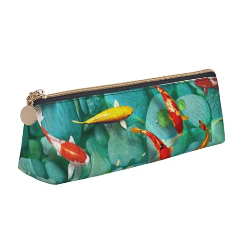 JRBWTDBW Federmäppchen aus Leder, Motiv: japanisches Karpfenfisch, schlankes Design, Stifttasche mit metallischem Reißverschluss, für Studenten, Büro, Universität, Mittelschule, Stifteetui, weiß, von JRBWTDBW