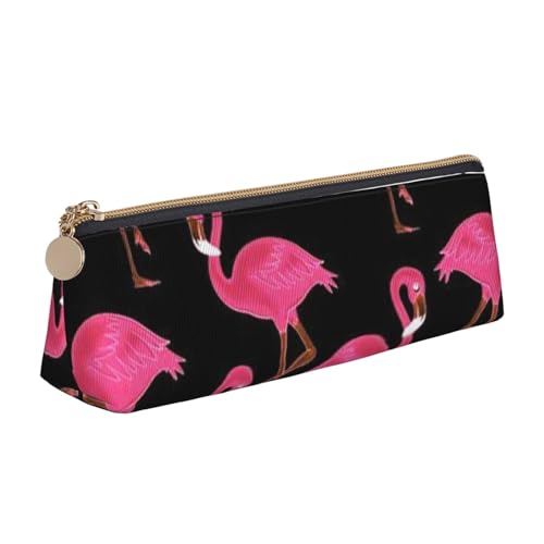 JRBWTDBW Federmäppchen aus Leder, Motiv: pinke Flamingos, schlankes Design, Stifttasche mit metallischem Reißverschluss, für Studenten, Büro, Universität, Mittelschule, weiß, Einheitsgröße, von JRBWTDBW