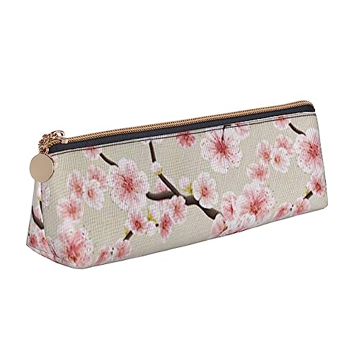 JRBWTDBW Federmäppchen aus Leder, Motiv: rosa Kirschblüten, schlankes Design, Stifttasche mit metallischem Reißverschluss, Taschengröße für Studenten, Büro, Universität, Mittelschule, weiß, von JRBWTDBW