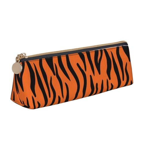 JRBWTDBW Federmäppchen aus Leder, mit Tigerstreifen, orangefarbenes Muster, schlankes Design, Stifttasche mit metallischem Reißverschluss, Taschengröße für Studenten, Büro, Universität, Mittelschule, von JRBWTDBW